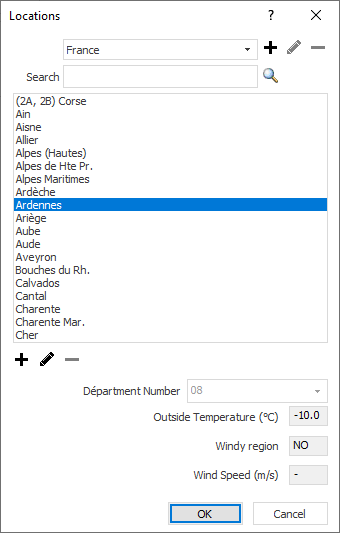 Location dialog Linear Building
