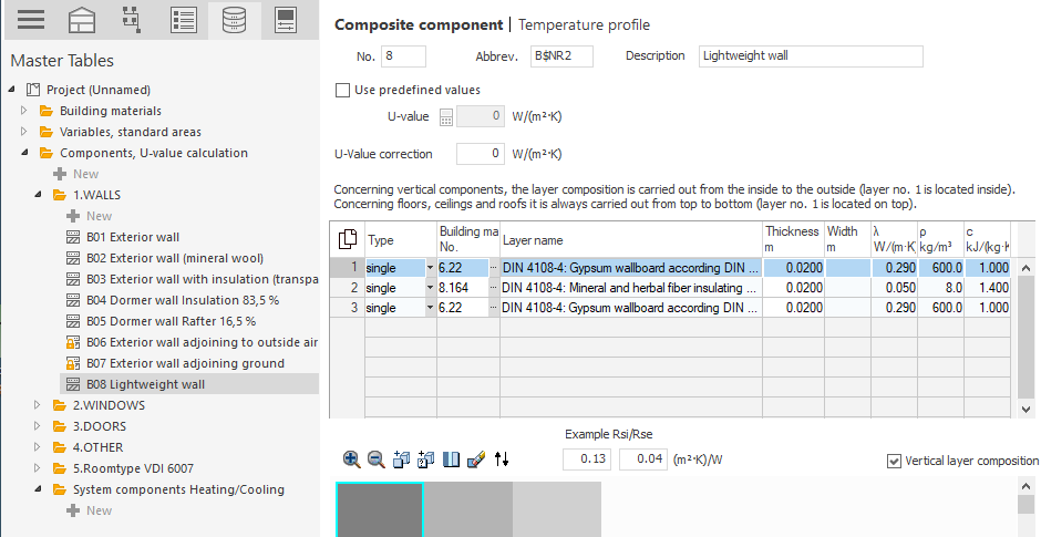 Master tables composed component Linear Building