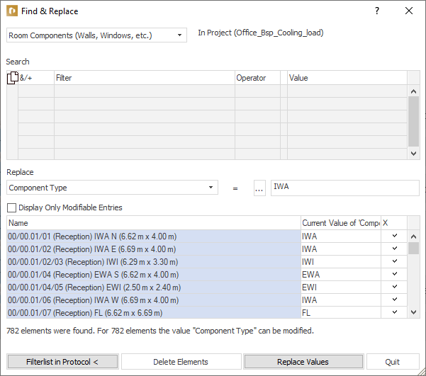 Dialog search replace Linear Building