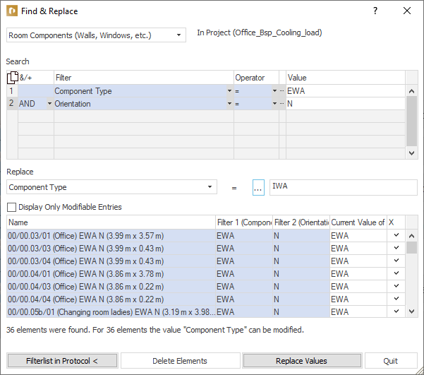 Dialog search replace Linear Building