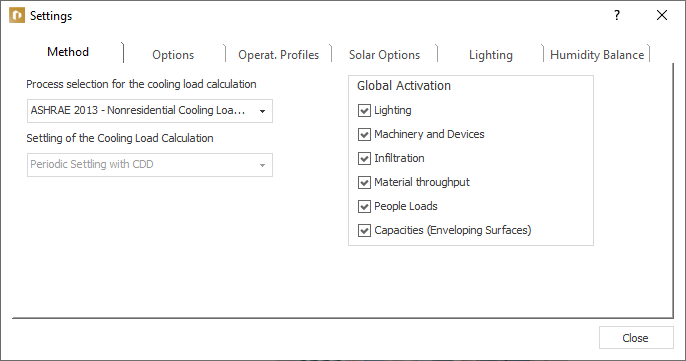 Dialog Settings LINEAR Building