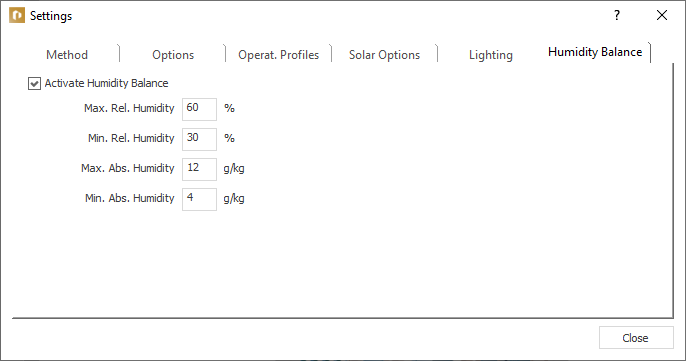 Dialog settings Linear Building