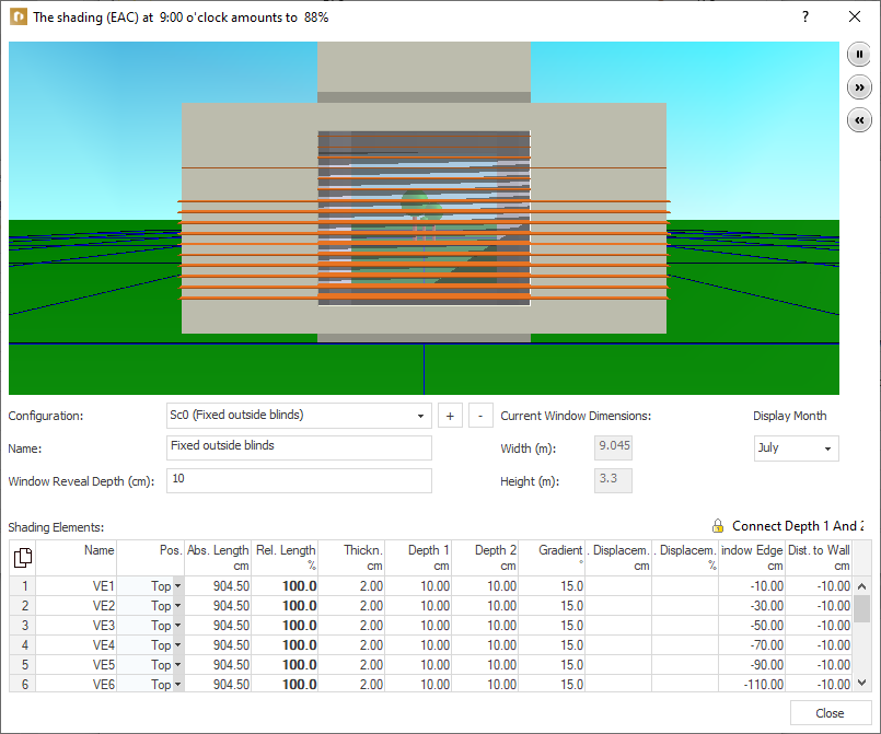 Dialog shading Linear Building