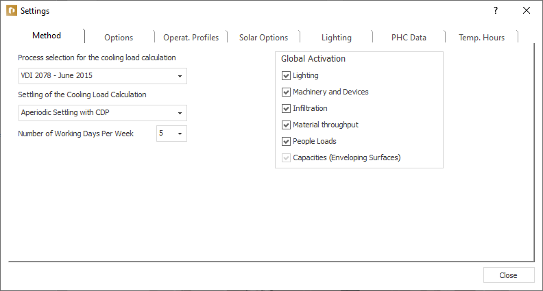 Dialog Settings LINEAR Building