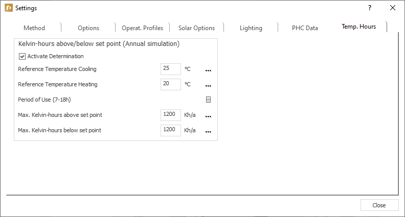 Dialog settings Linear Building