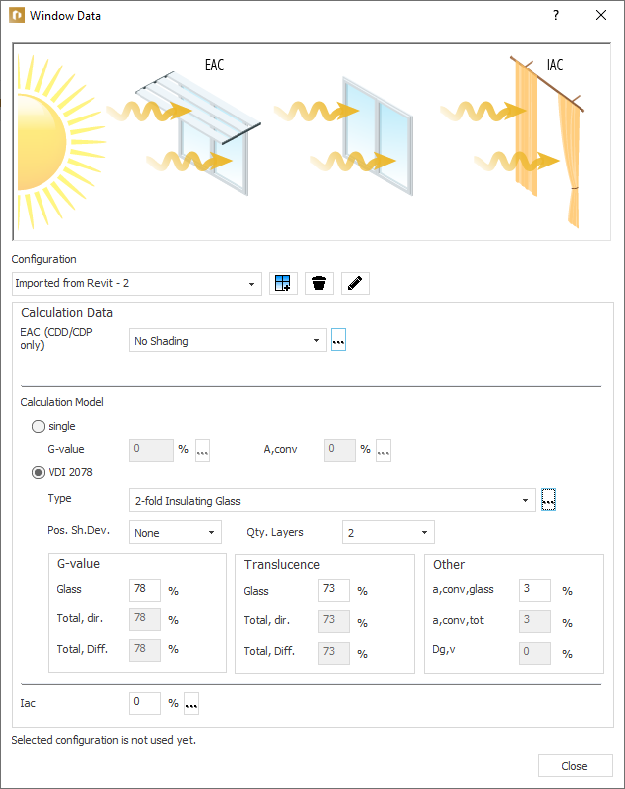 Window data cooling load Linear Building