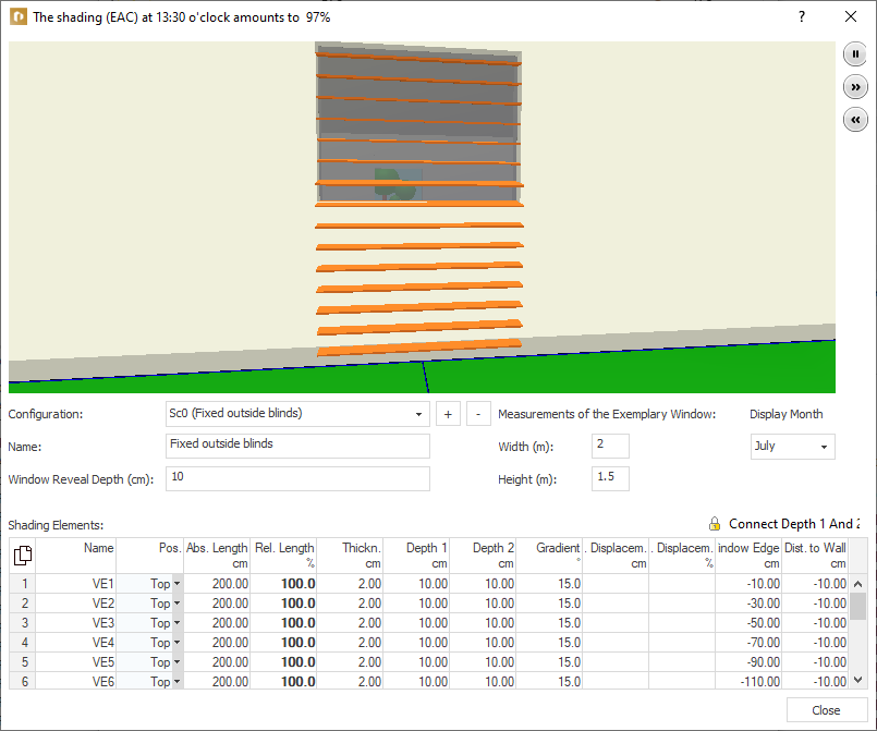 Dialog shading Linear Building