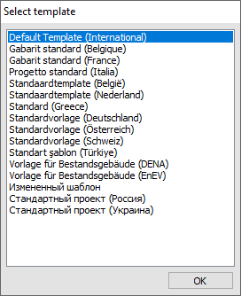 “Select template” dialog during building detection in LINEAR Building