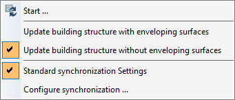 Menu with the Update Options in LINEAR Building