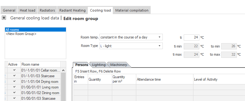 Edit room groups project level Linear Building
