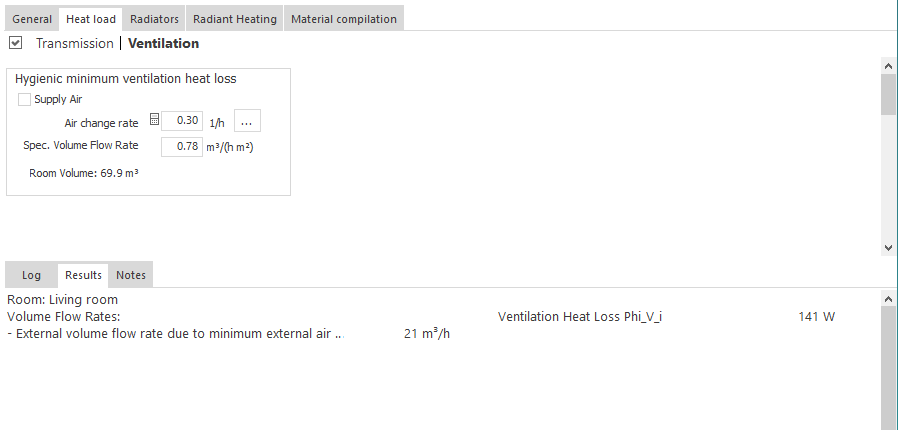 Ventilation heat loss heat load Linear Building