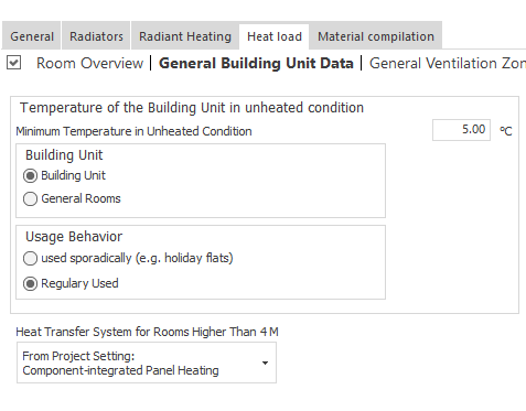 Heat load general building unit data Linear Building