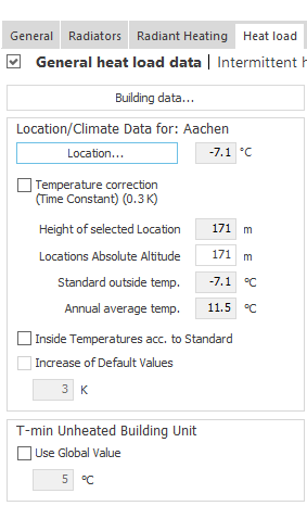 Heat load general heat load data Linear Building