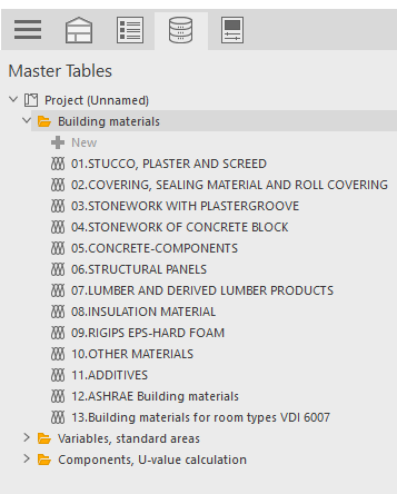 Master tables building material Linear Building