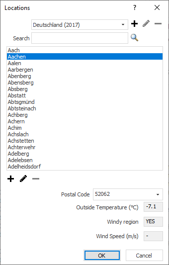 Location dialog Linear Building