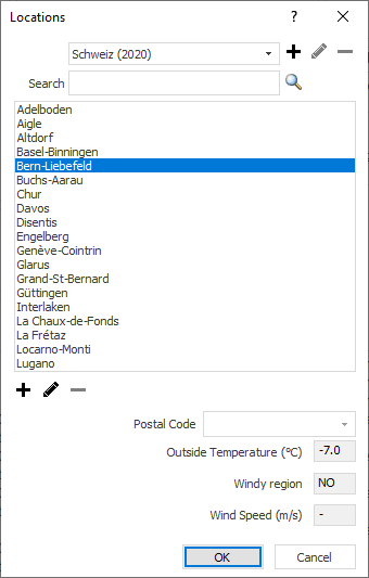 Location dialog Linear Building