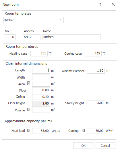 Dialog new room variant Linear Building