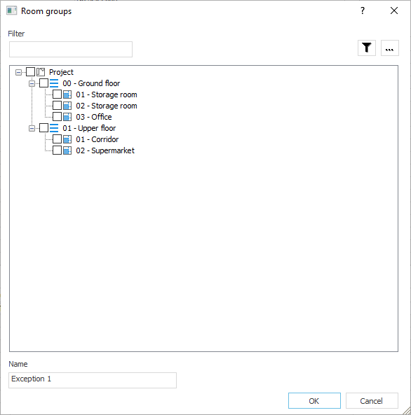 Dialog Room groups of the Ventilation module in LINEAR Building
