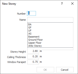 Dialog “New Storey” in LINEAR Building