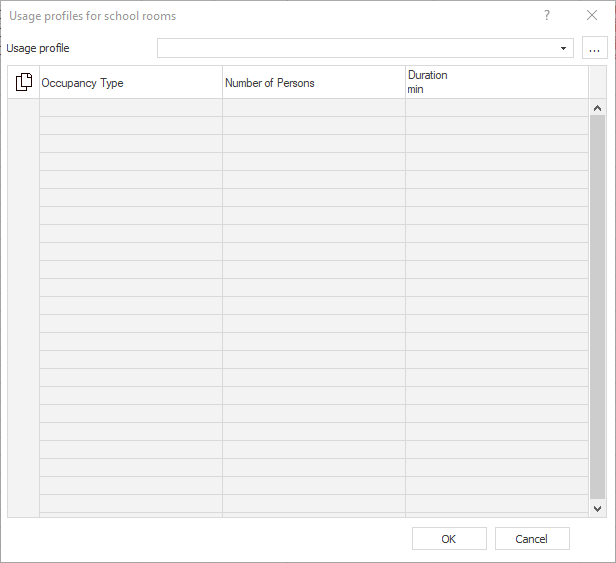Dialog "Usage Profiles For School Rooms" in LINEAR Building