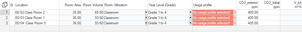 “Schools” Section on Project Level in the Ventilation Module of LINEAR Building