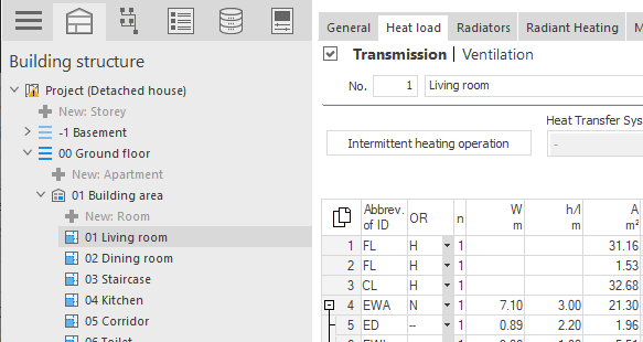 General heat load data transmission Linear Building