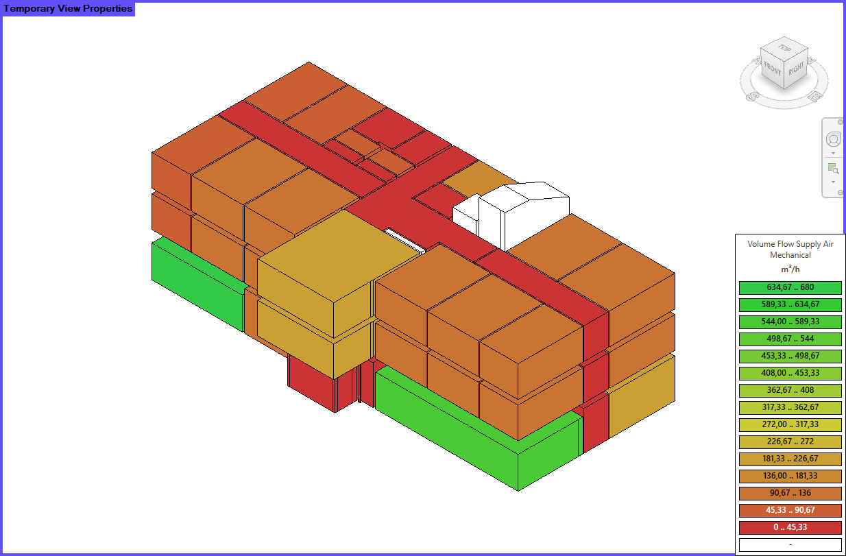 Temporary 3D View with the Visualized Space Parameters in the LINEAR Solutions for Autodesk Revit