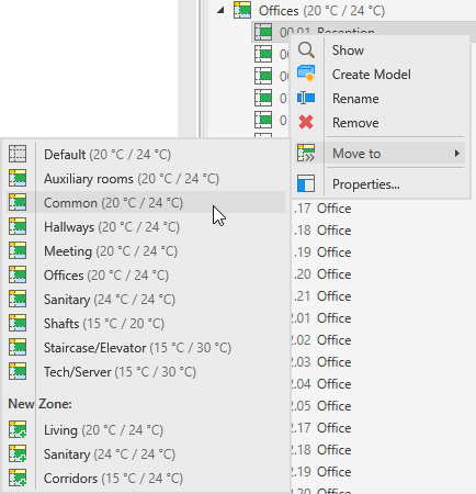 Context menu zoning Linear Revit