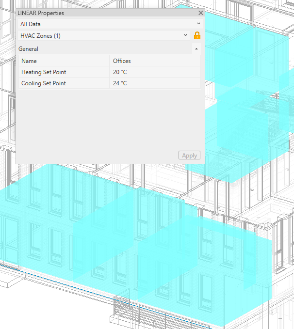 Dialog properties zoning Linear Revit