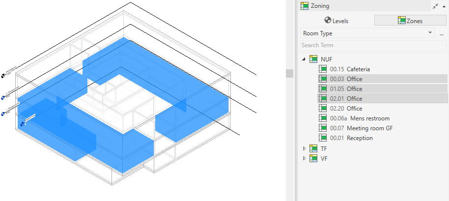 Section zoning Linear Revit