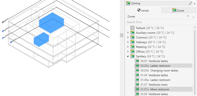 Section zoning Linear Revit