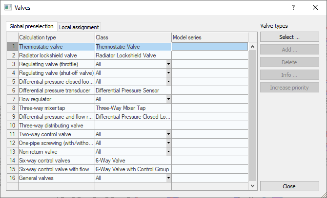 Selection valves Linear Revit