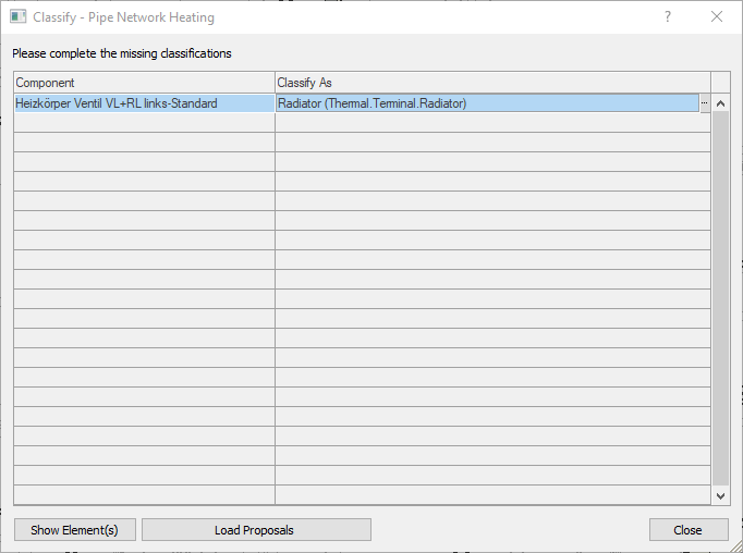 Classify dialog in the LINEAR Solutions for Autodesk Revit