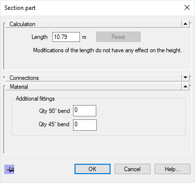Dialog pipe section gas Linear Revit