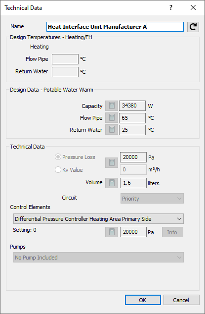 Dialog Technical Data LINEAR Revit