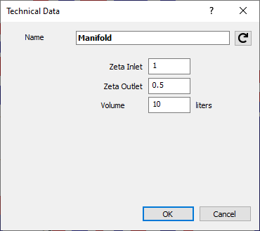 Dialog “Technical Data” of a closed manifold in the LINEAR Solutions for Autodesk Revit