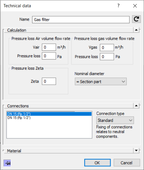 Dialog Technical Data LINEAR Revit
