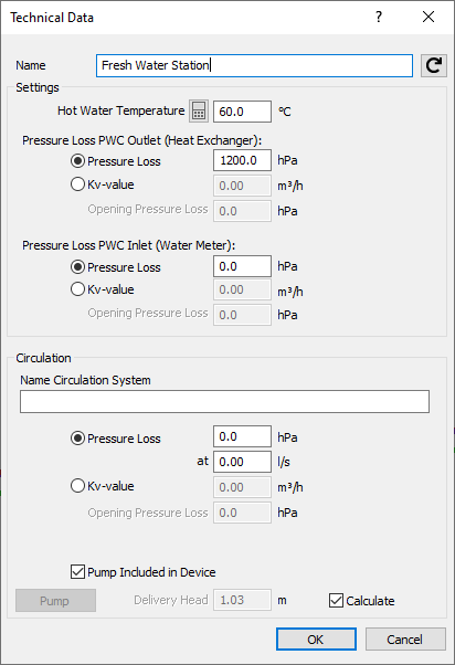 Dialog Technical Data LINEAR Revit