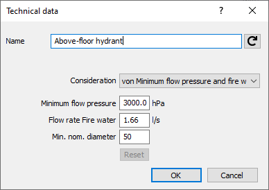 Dialog Technical Data LINEAR Revit