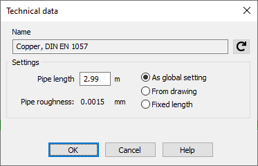 Dialog Technical Data LINEAR Revit
