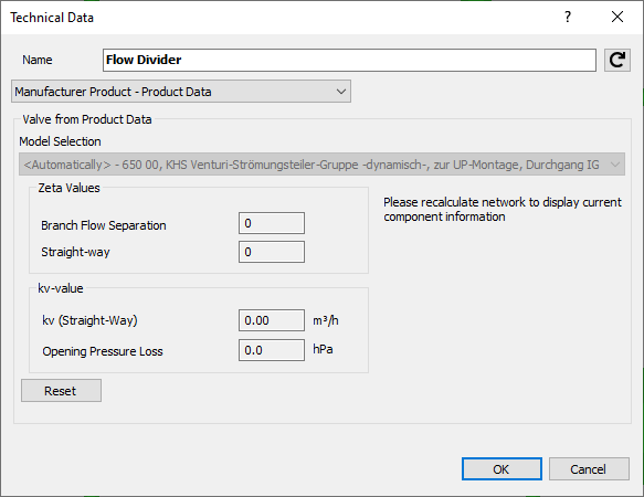 Technical data flow divider Linear Revit
