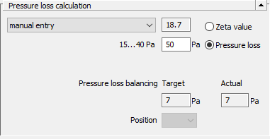 Dialog Technical Data Pressure Loss Calculation LINEAR Revit