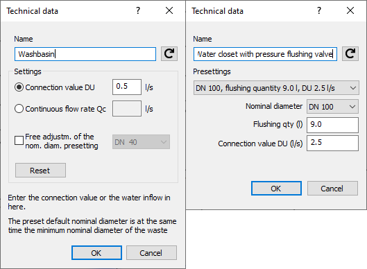 Dialog Technical Data LINEAR Revit