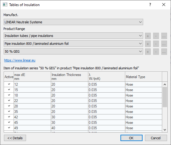 Insulation tables Revit