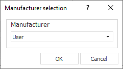 Manufacturer selection dialog Linear Smartplan