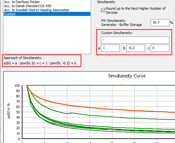 User-defined simultaneity Dialog Settings Heat Interface Unit in the LINEAR Solutions for Autodesk Revit