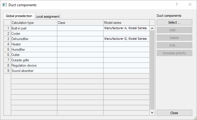 Duct Components Selection LINEAR AutoCAD