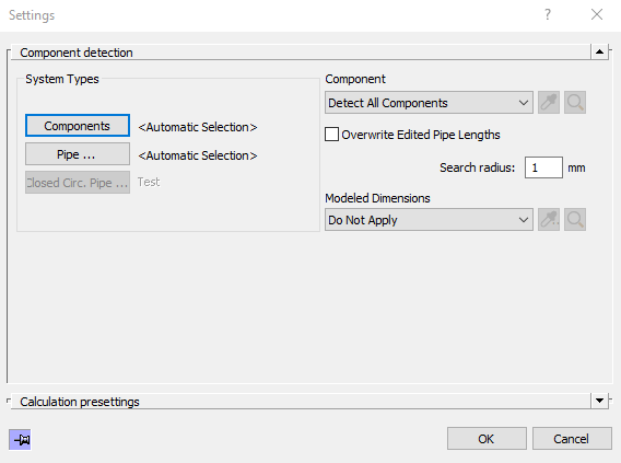 Component Detection area in the LINEAR Settings for Gas in Autodesk Revit