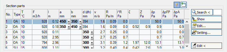 Table pipe/duct sections calculation Revit