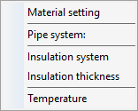 Context menu pipes insulations LINEAR